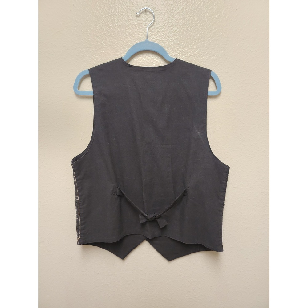 Vintage Agapo Collection Black Cotton Embroidered Floral Vest Waistcoat Medium - Picture 2 of 5